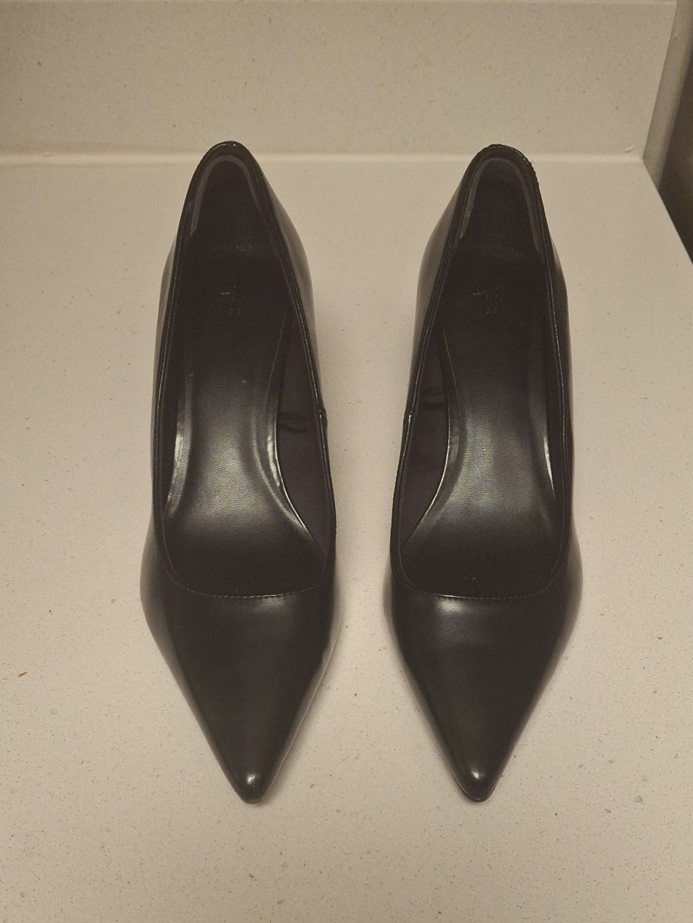 H&M Black Pointed Leather Stiletto Heels